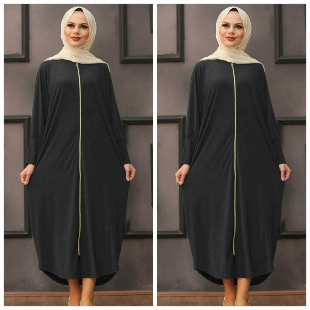 Batwing front zippered dress